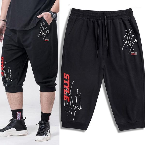 

cropped pants men loose sports comfortable korean fashion trend 2021 summer men's casual, Black