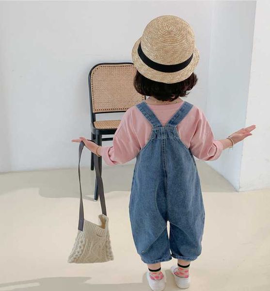 

children's denim suspenders 2021 spring and summer korean clothing men's women's pants cotton wholesale forei jumpsuits, Blue