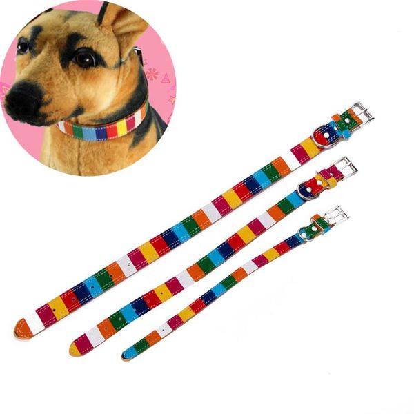 

dog collars & leashes traction rope rainbow pet canvas and pu alloy buckle supplies practical creative universal multi-fucntion