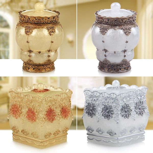 

bath accessory set european luxury resin cosmetic cotton storage box household swab portable non automatic toothpick tube