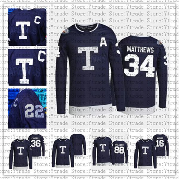 Auston Matthews 2022 Heritage Classic Jersey Mitchell Marner Jason Spezza Jack Campbell John Tavares William Nylander Morgan Rielly Navy Maglie da hockey