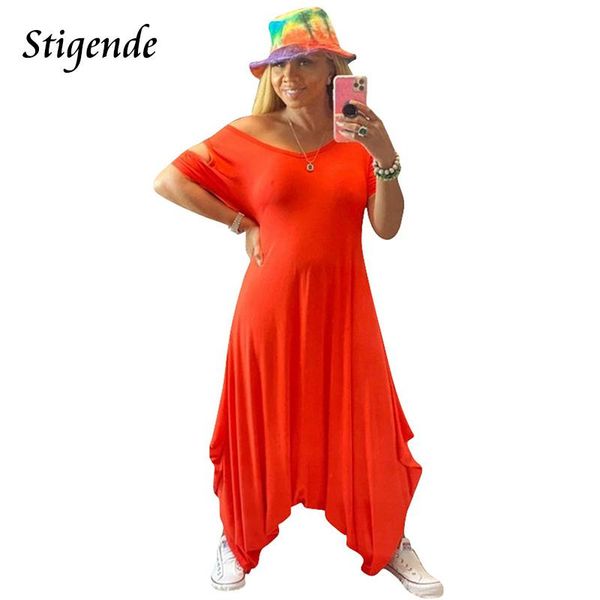 

gym clothing stigende women solid cold shoulder harem jumpsuit summer casual short sleeve loose fashion hip hop streetwear, White;black