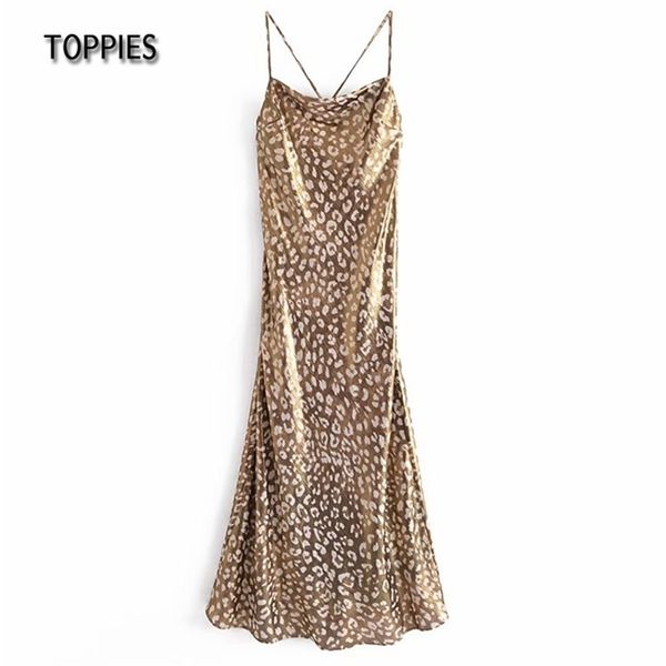 

luxury imitation silk dresses woman backless bandage party dress metallic leopard elegant ladies vestidos 210421, Black;gray