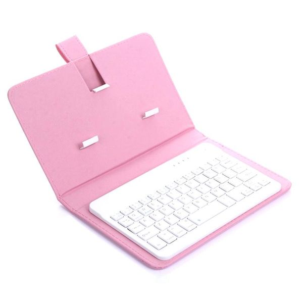

keyboard covers mobile phone bluetooth leather case wireless 7 inch universal pink