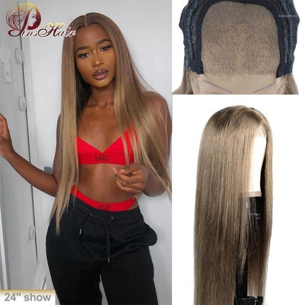 

gray lace front human hair wig brazilian straight 4*4 green pre plucked with baby 130 pinshair remy1, Black;brown