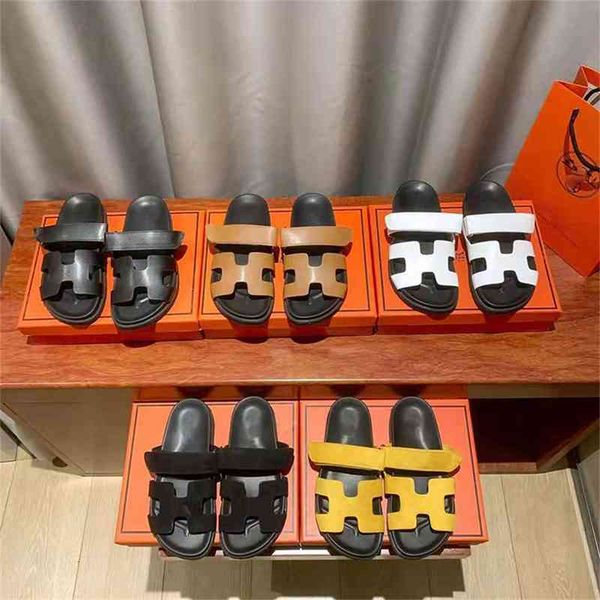 

high version net red h women's summer fashion wear 2021 new h sandals beach flat bottom slippers, Black