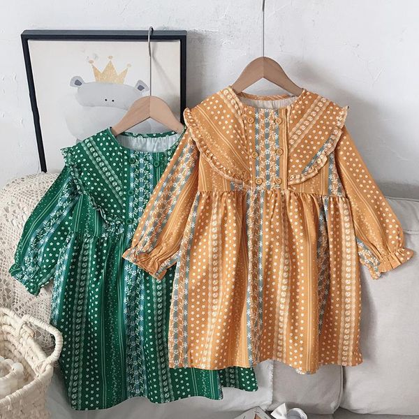 

girl's dresses 2021 spring autumn casual dress floral girl clothes kid children children's costume, Red;yellow