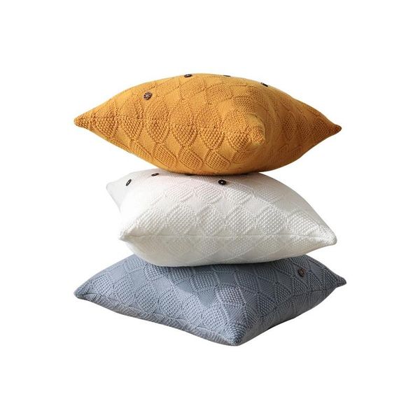 

cushion/decorative pillow solid color button decorative pillows case crochet chenille knitted yellow white gray cushion cover bedroom sofa b