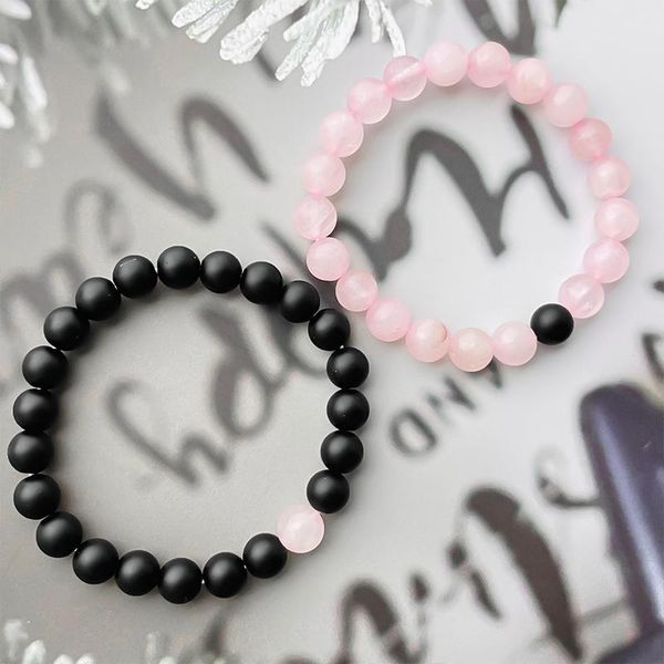 

beaded, strands fashion natural stone bracelet for women 8 mm black pink beaded friendship bracelets simple party jewelry