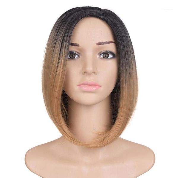 

short straight hair synthetic ombre bob wigs heat resistant1, Black