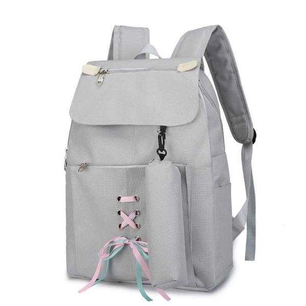 Zaini in nylon borsa da scuola per ragazze zaini per studenti stile college carino donna 2021 nuovo Q0528