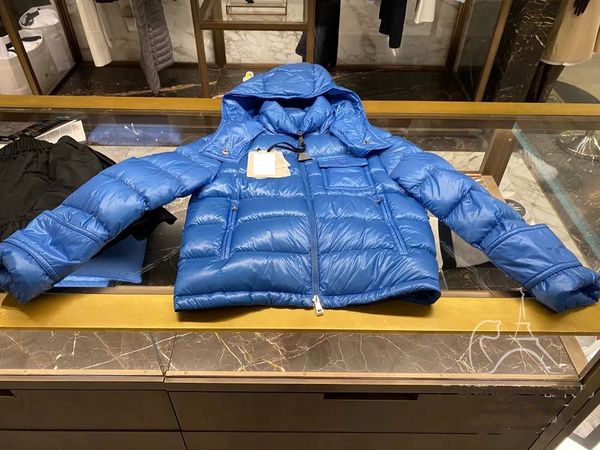 

luxury french men's down jacket maya france brand designer zipper parka hooded collar 2 colours coat, Black