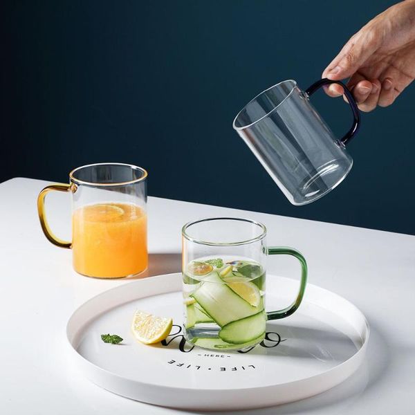 

wine glasses 1pc creative glass cup with handle drinkware transparent drinking juice milk coffee cups teacup healthy beer mug