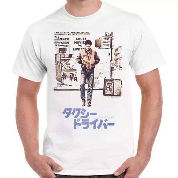 

taxi driver japanese poster de niro retro t shirt 773, White;black