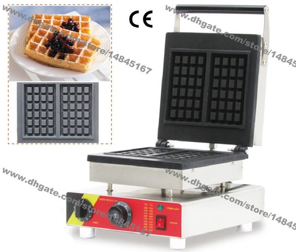 Uso commerciale Antiaderente 110v 220v Elettrico 2pcs Piazza Belgio Belga Waffle Maker Iron Baker Macchina Stampo Piastra