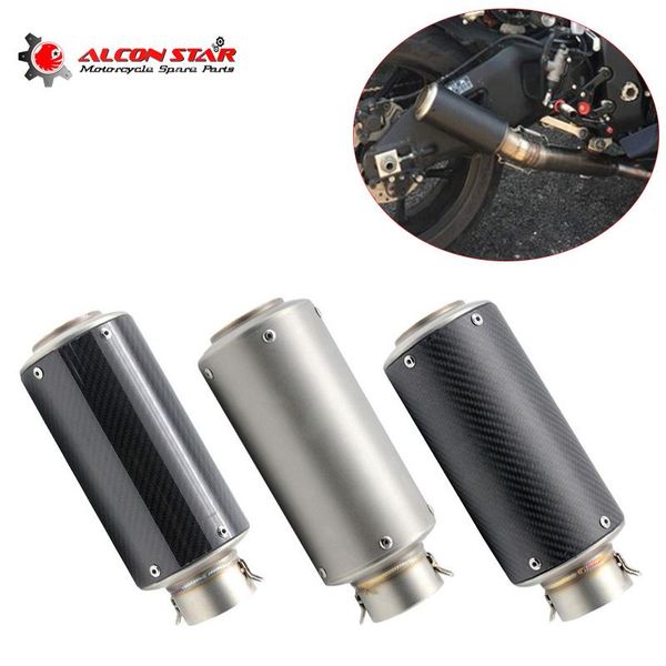 

motorcycle exhaust system alconstar 60mm pipe muffler sc real carbon fiber