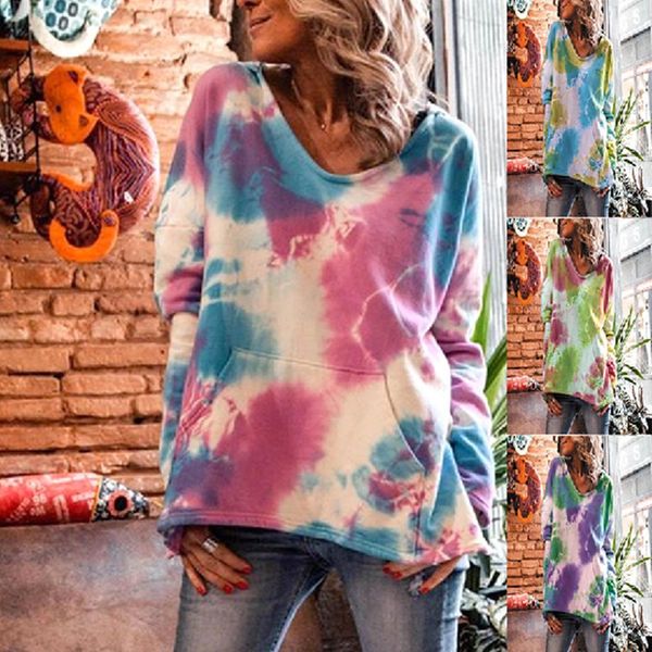 

new loose tie dyed hooded sweater in autumn and winter of 2021, White