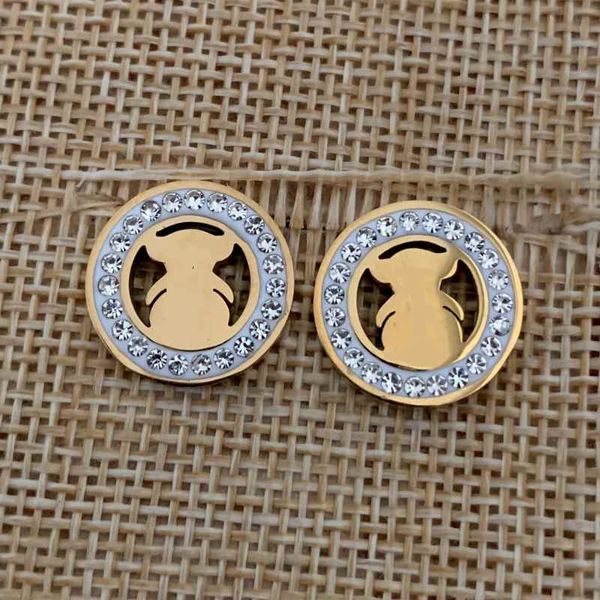 

2021 stainless steel ear stud women designers earings ring design mud drill gold color earrings for women party wedding hoop who, Golden;silver