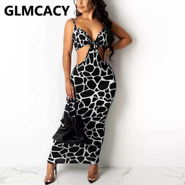 

spaghetti strap leopard backless slim party club maxi dress 210702, Black;gray