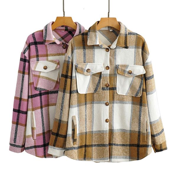 

wind summer women's long sleeve plaid short shirt coat, Black;brown