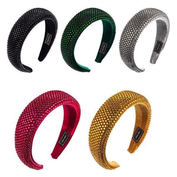 

hair clips & barrettes simple wild women band fashion gold velvet rhinestone headband ladies sponge wide side solid color head hoop c7ae, Golden;silver