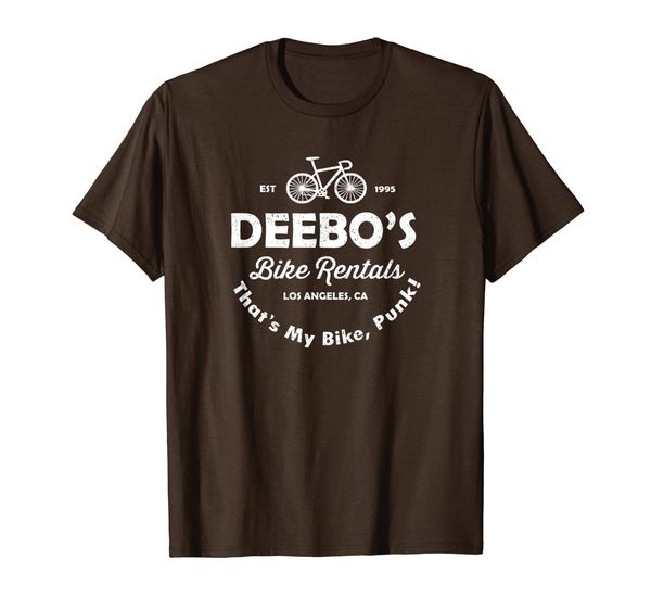 

deebo's bike rentals bike rider funny gift t shirt, White;black