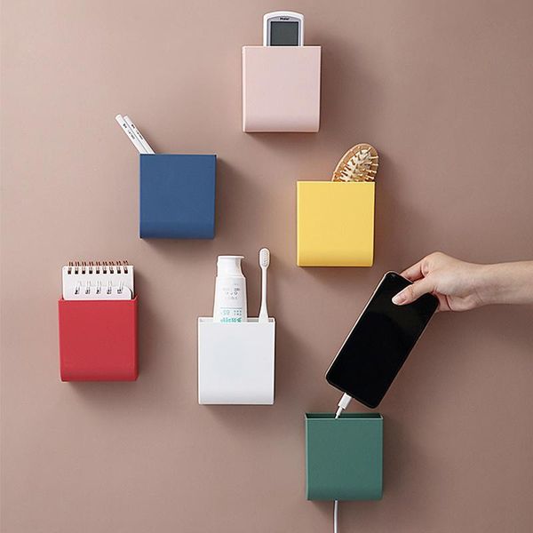 

hooks & rails home supplies wall mounted decor cell phone holder for remote control deskstorage box room accessories office desk organiz