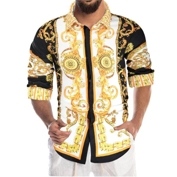 

men's casual shirts men long sleeve printing slim fit male luxury royal spring autumn longa prom party shirt s-4xl, White;black