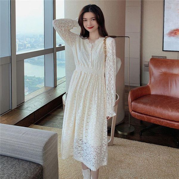 

casual dresses coigarsam office lady full sleeve women long dress spring lace add wool upset v-neck 1321, Black;gray