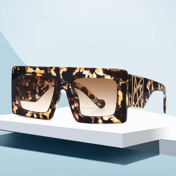

oversized square sunglasses women brand fashion leopard black sun glasses men gafas shade mirror visor oculos, White;black
