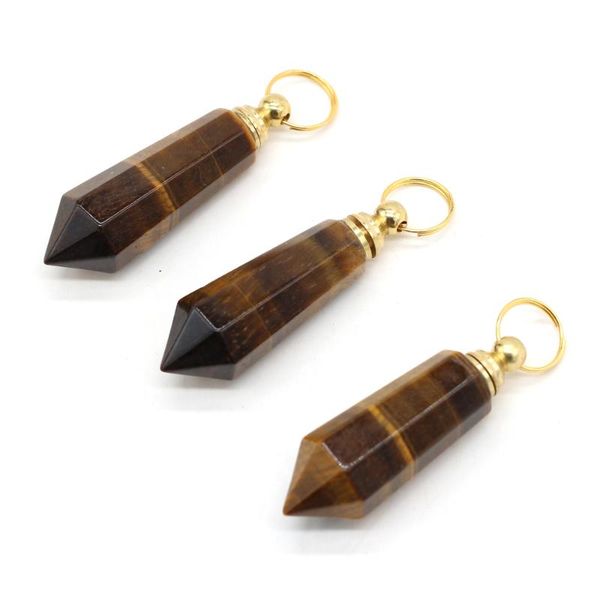 

charms natural tiger eye stone perfume bottle two-hole connection pendants for jewelry making diy bracelet necklace accessories, Bronze;silver