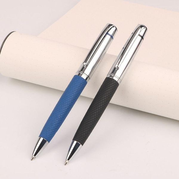 

luxury ballpoint pen business signature office supplies student stationery leather writing gift drop pens, Blue;orange