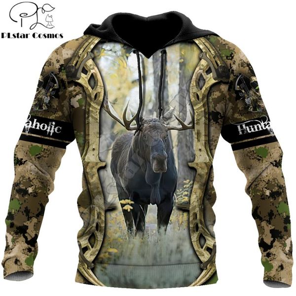 

men's hoodies & sweatshirts beautiful moose hunting 3d printed fashion mens autumn hoodie sweatshirt streetwear casual zip jacket pul, Black