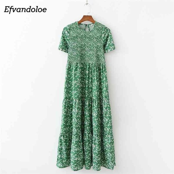 

efvandoloe green maxi dress long floral summer dresses for women boho clothes jurken robe femme 210331, Black;gray