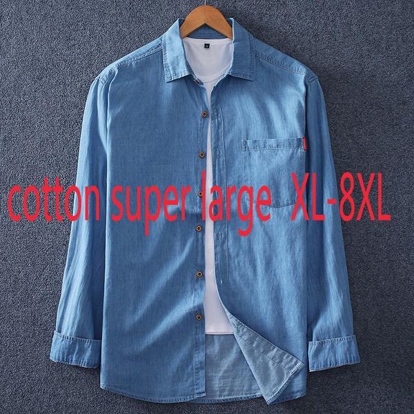

arrival suepr large cotton spring autumn men long sleeve denim casual coat shirts plus size l-5xl 6xl 7xl 8xl men's, White;black