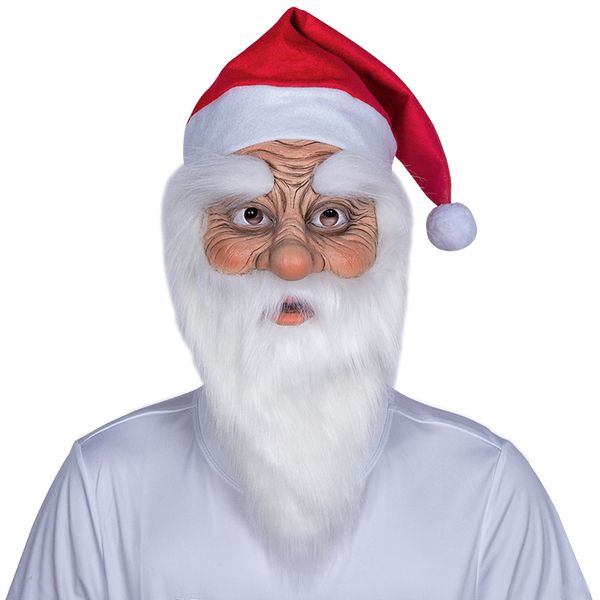 

costume accessories christmas cosplay santa claus latex mask halloween fancy dress party costume props old man headgear, Silver