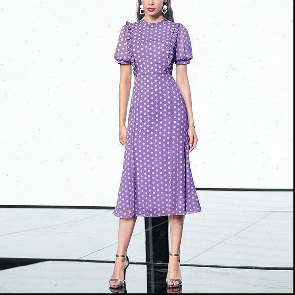 

summer vintage polka dot jacquard womens dress chiffon stand collar slim short sleeve women elegant long bodycon trumpet, Black;gray