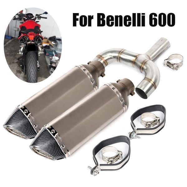 

for benelli 600 exhaust system muffler pipe db killer slip on middle link tube dual-outlet connect section motorcycle