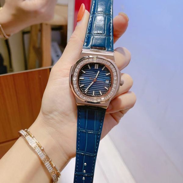 

women's diamond ring hollow belt fashion trend ladies watch mechanical watch 5a3a grade calendar, Slivery;golden