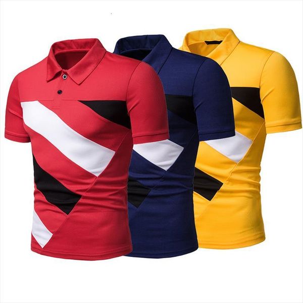 

casual fashion color matching mens polos sports daily short sleeved polot shirt, White;black