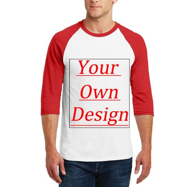 

men's t-shirts customized men t shirt po picture logo printing cotton 3/4 sleeve company team print your own designed mens tee shirts, White;black
