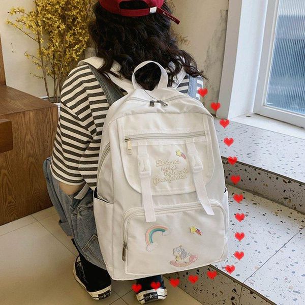 

backpack harajuku personality creative embroidery stickers student schoolbag wild campus boys and girls