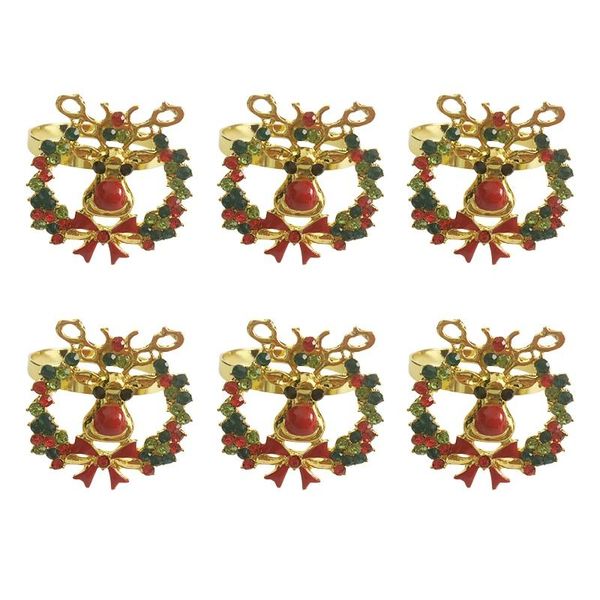 

6pcs deer napkin buckle christmas ring el decoration cloth metal rings