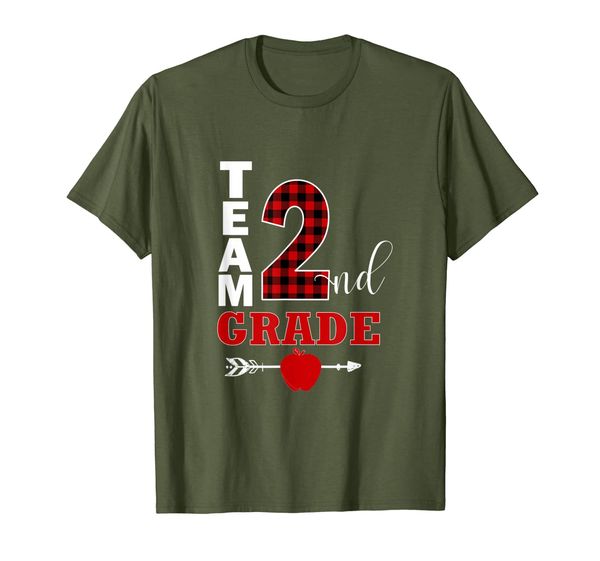 

team second grade lumberjack plaid teacher student school t-shirt, White;black