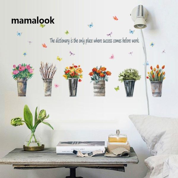 

potted plant flower living room bedroom removable self-adhesive furniture window wall stickers waterproof decals decor murals
