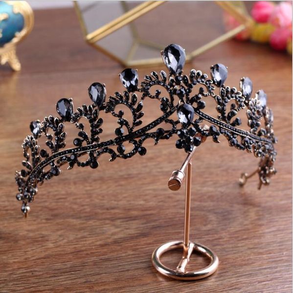 

hair clips & barrettes baroque bronze black green rhinestone crystal bridal tiaras crown vintage diadem for brides headbands wedding accesso, Golden;silver