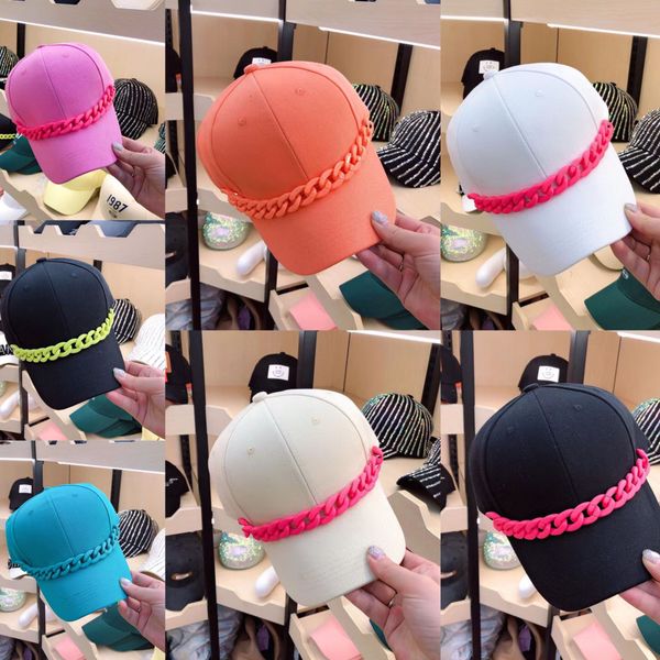 

2021 good sale colored chain baseball caps fashion go with summer travel sun hat duller sunscreen cap, Blue;gray