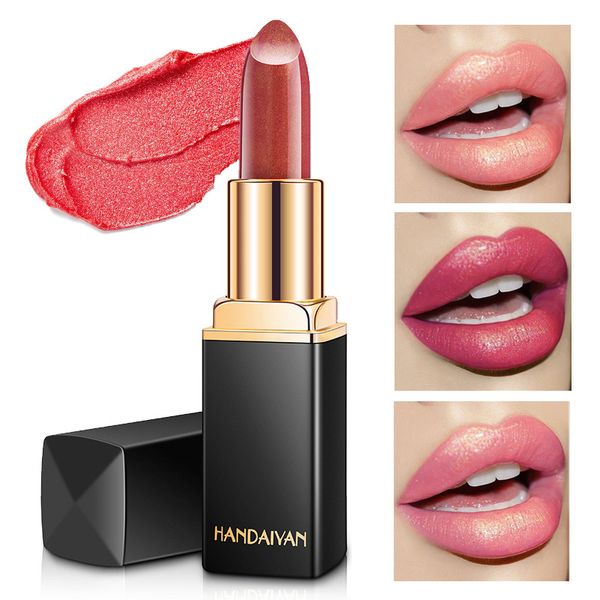 Hot Handaiyan impermeável Nude Glitter Batom Maquiagem Longa Veludo Veludo Vermelho Sereia Sexy Shimmer Matte Lip