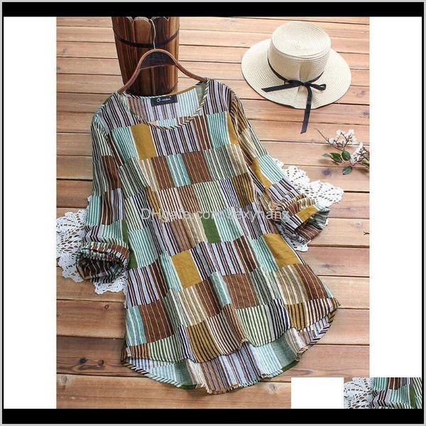 

clothing apparel drop delivery 2021 summer striped blouses loose baggy plus size womens shirts dsmz2, White