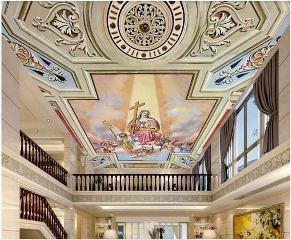 

wallpapers 3d ceiling murals wallpaper custom po loving virgin mary and little angel living room home decor for walls